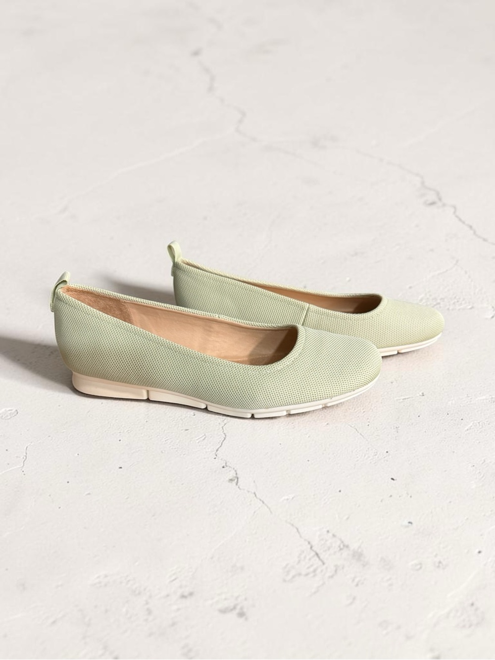 Dr. Scholl's Light Green Knit Slip-On Flats wide width